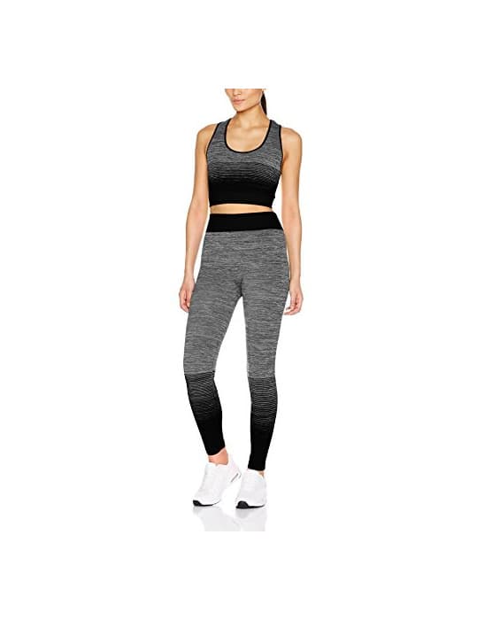 Moda FM London Crop Top and Leggings, Conjunto Ropa Deportiva para Mujer, Negro