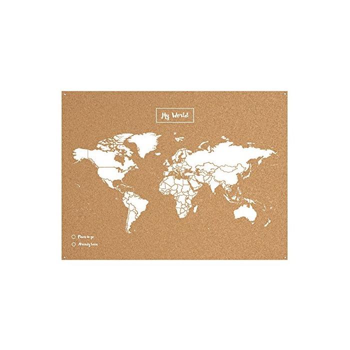 Elemento de la categoría hogar Miss Wood Map XL - Mapa del mundo de corcho, 60 x 90 cm, Blanco