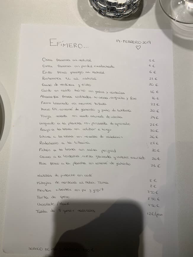 Restaurants Efimero Madrid