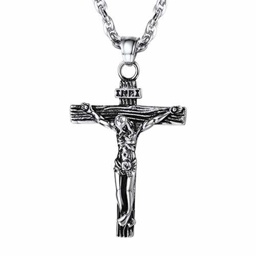 Fashion Crucifijo Colgante de Acero Inoxidable para hombre collares hombre cruz regalo