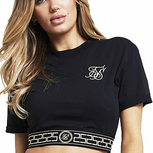 Moda Sik Silk Camiseta Corta con Cintura elástica Athena Negro