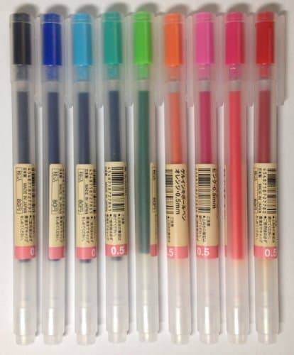 Product MUJI Gel Ink Ballpoint Pens [0.5mm] 9-colors Pack by MUJI