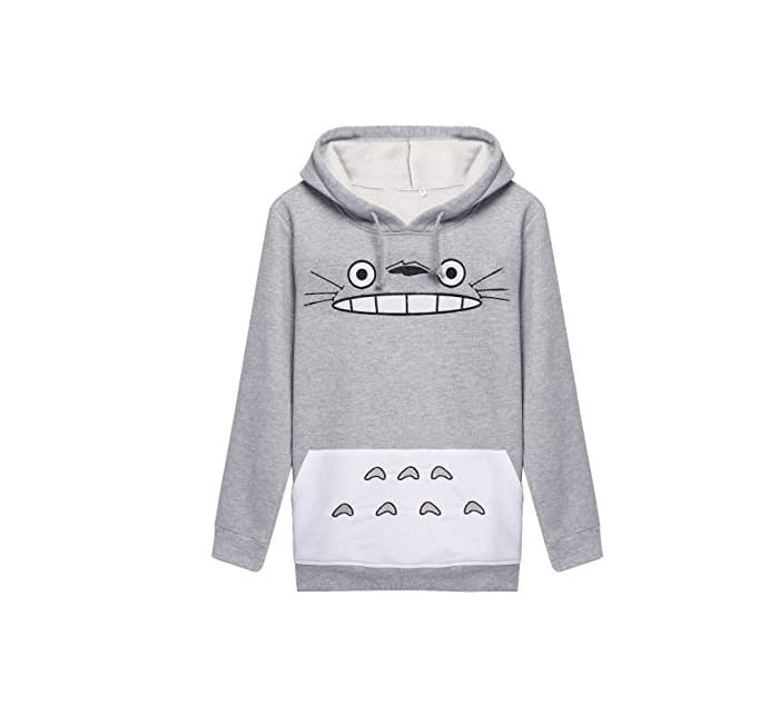 Fashion CTOOO-Mujer Dibujos Animados de Totoro Impresión de Manga Larga Sudadera con Capucha