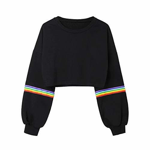 Moda VJGOAL Moda Casual para Mujer Manga Larga del Arco Iris de impresión