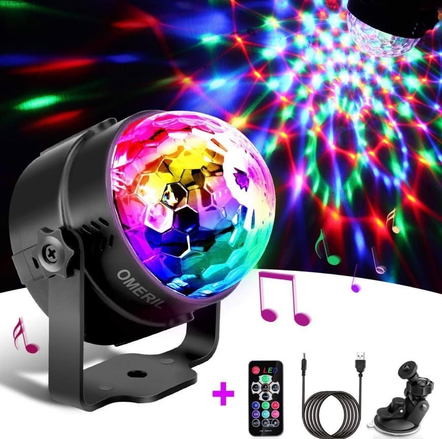 Moda Luces Discoteca OMERIL Bola Discoteca con 4M Cable USB, LED 