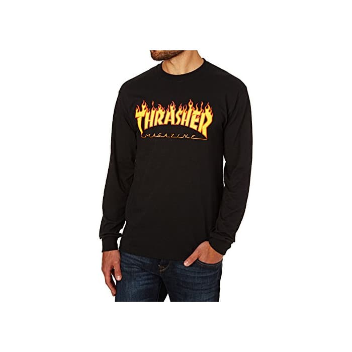 Moda Thrasher Flame Logo Long Sleeve T-Shirt Black