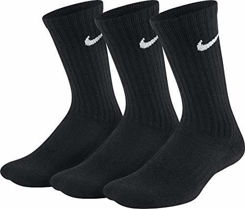 Moda Nike Performance Cushioned Crew, Calcetines Unisex Niños, Negro