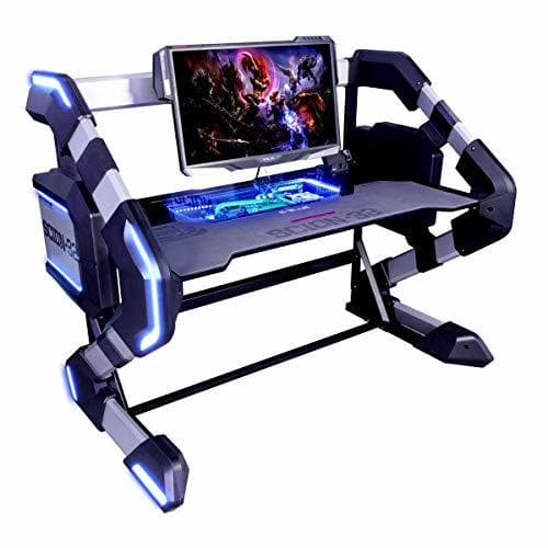 Electronic E-Blue – Escritorio Gamer Retro eclairé LED RGB egt546bkaa-ia – Estación Gaming 2 en 1 – Escritorio Gamer RGB