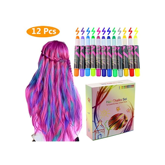 Product Philonext Set de tizas para el cabello -12 plumas de tiza coloridas