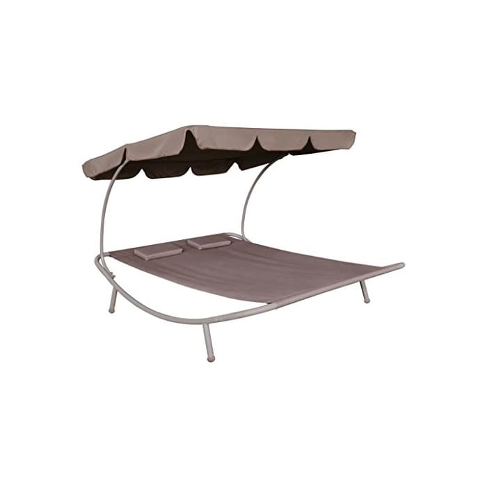 Home vidaXL Tumbona Doble de Exterior con Parasol y 2 Almohadas