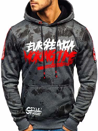 Fashion BOLF Hombre Sudadera con Impresión Capucha Hoodie Bolsillo Canguro Estilo Casual J.Style