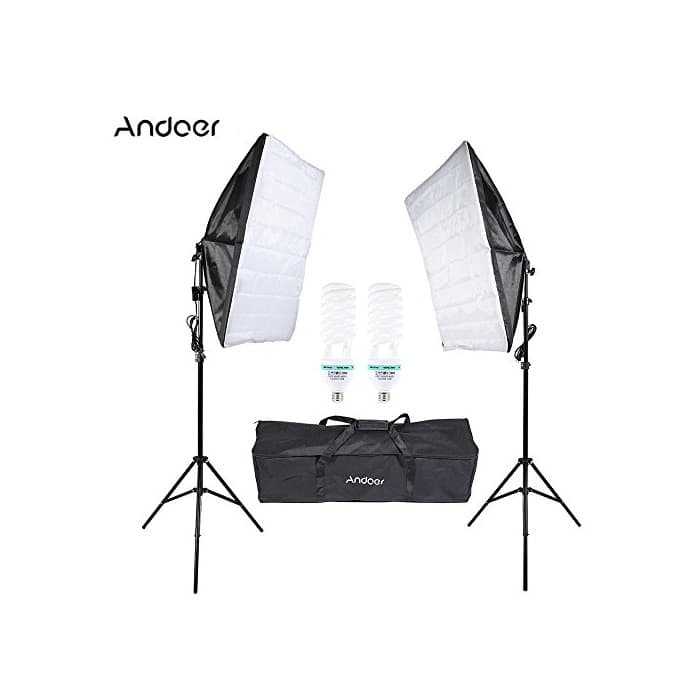 Electronic Andoer Kit Fotografía de Estudio Softbox Iluminación 2 * Bombilla 135W