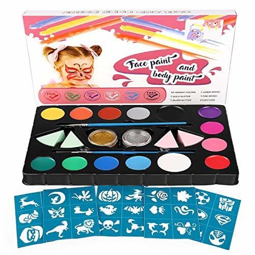 Producto amzdeal Pintura Facial con 14 Colores Pintura Cara para la Fiesta Navidad