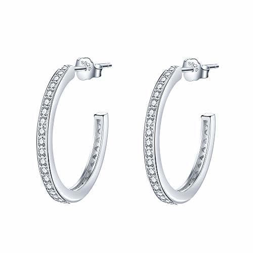 Fashion Lydreewam Pendientes de aro plata de ley 925 para mujeres con 3A