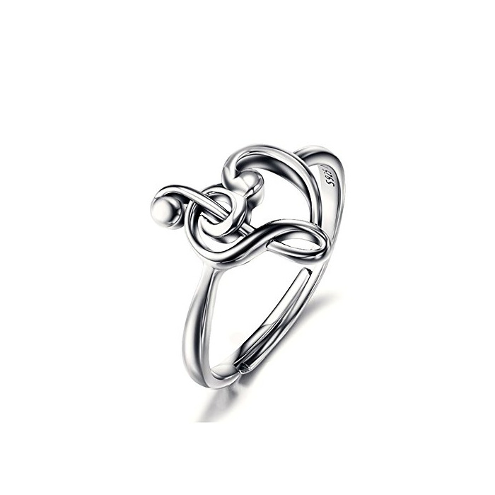 Fashion Anillo de plata de ley 925 con diseño de corazón y clave