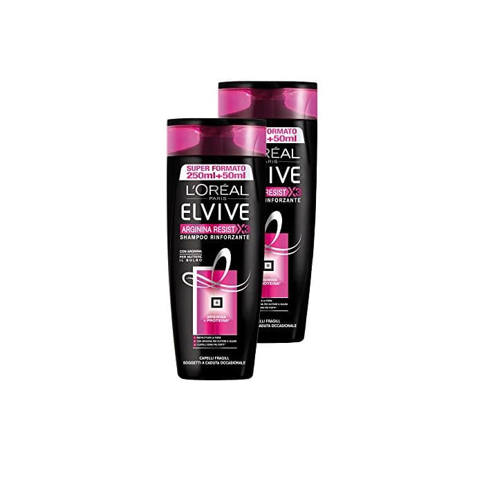 Belleza L 'Oréal Paris Elvive Arginina Resist X3 Shampoo rinforzante para pelo fragili, 3 paquetes