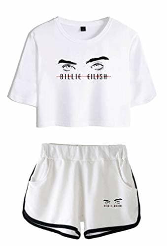 Moda AMOMA - Pantalones Cortos para Mujer Billie Eilish y Crop Top Sets