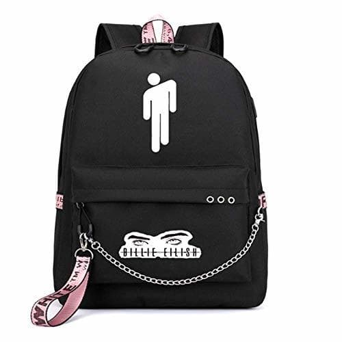 Producto Mochila Bolsa Bolso de Estudiante Billie Eilish Logo USB Muchacha de Carga