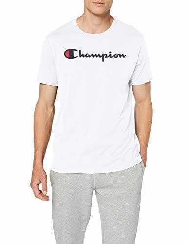 Moda Champion Men's Classic Logo T-Shirt Camiseta, Blanco