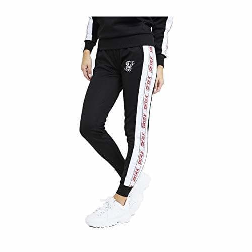 Fashion Sik Silk Pantalon Chandal con Cordón Logotipo Bordado Muslo.