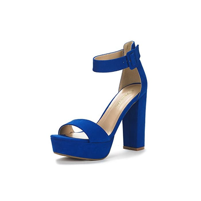 Moda Dream Pairs Hi-Lo Sandalias de Tacón Alto Pump Plataforma para Mujer Azul