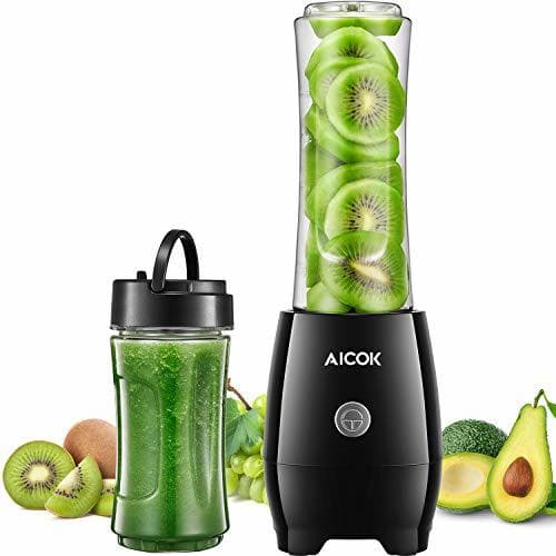 Home Batidora de Vaso Aicok Mini Batidora Smoothie Electrica con 2 Botellas Portátil