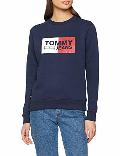 Moda Tommy Jeans Mujer Essential Logo  sudadera Manga Corta  Azul