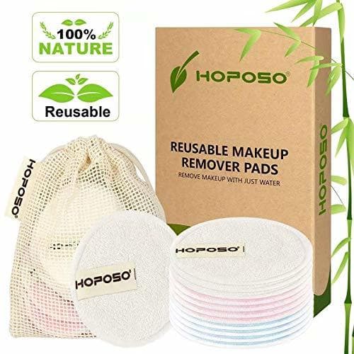 Belleza Discos Desmaquillantes Reutilizables de Bambú 12Pcs Zero Waste Reutilizable Discos Desmaquillantes Con