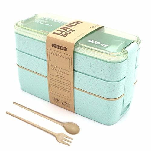 Home Lunch Bento Box, Fambrera Infantil Paja de Trigo loncheras BPA Gratis, Lonchera