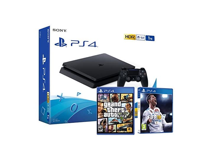 Electrónica PS4 Slim 1Tb Negra Playstation 4 Consola - Pack 2 Juegos -