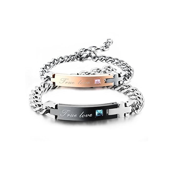 Fashion '"True Love pulsera de acero inoxidable Set para Él y ella - Los Amantes