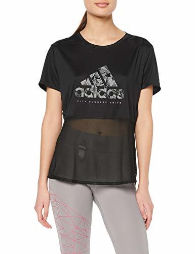 Fitness adidas Own The Run Paper Floral Camiseta de Manga Corta, Mujer, Negro