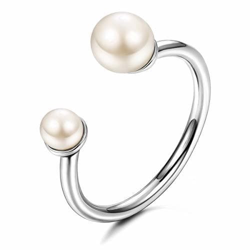 Moda Sllaiss 925 Plata Esterlina Anillos Abiertos Para las Niñas con 2 Perlas