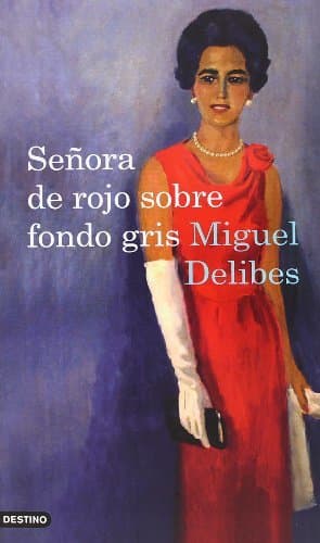 Book Señora de rojo sobre fondo gris