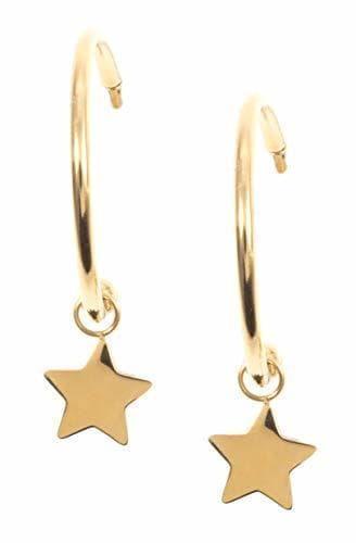 Fashion Happiness Boutique Damas Pendientes de Aro con Estrella en Color Oro