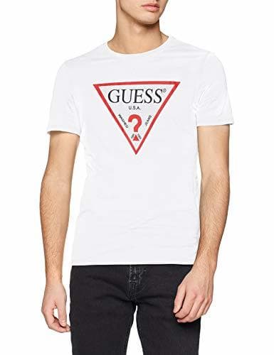 Moda Guess Cn SS Original Logo Camiseta de Tirantes, Blanco