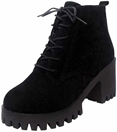 Producto ZARLLE_Botas Calzado De Mujer Cuero Antideslizantes De Punta Redonda con Cordones De