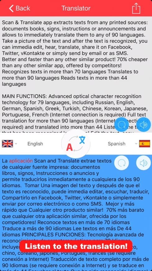 App Escanear & Traduzir+ - convertir foto a texto