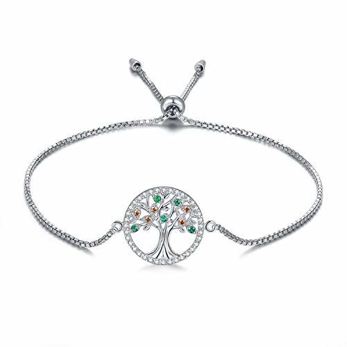 Moda MEGA CREATIVE JEWELRY Pulseras Árbol de la Vida para Mujer Plata 925