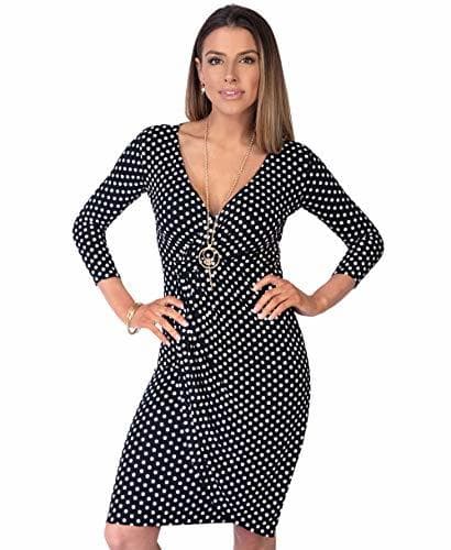 Fashion KRISP Vestido Moda Mujer Fruncido, Negro