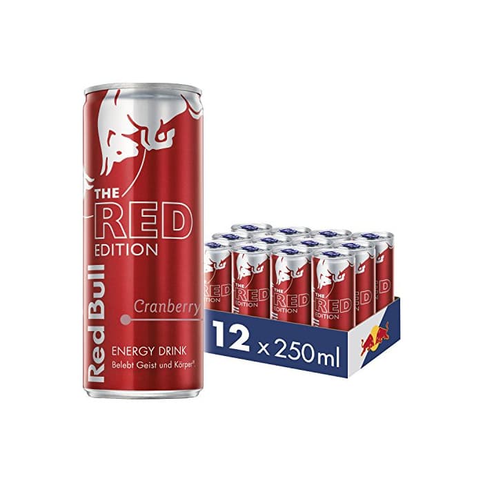 Product Red Bull Energy Drink Red Edition con Cranberry sabor, 12 unidades, desechables