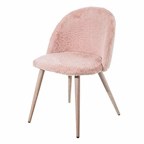 Home Silla de Pelo tapizada de Microfibra Rosa nórdica para Dormitorio France