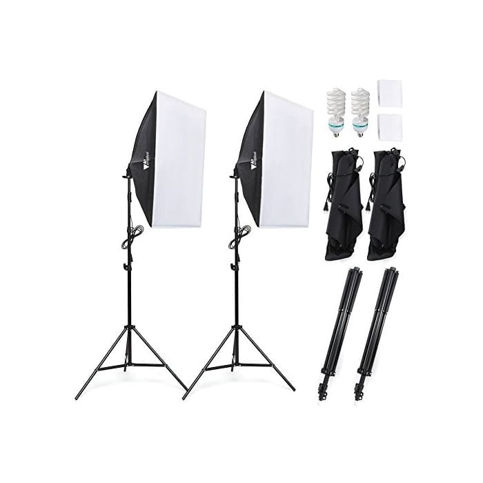 Electrónica Amzdeal Softbox Focos Kit Iluminacion Fotografia con 2 Ventana de Luz 135W