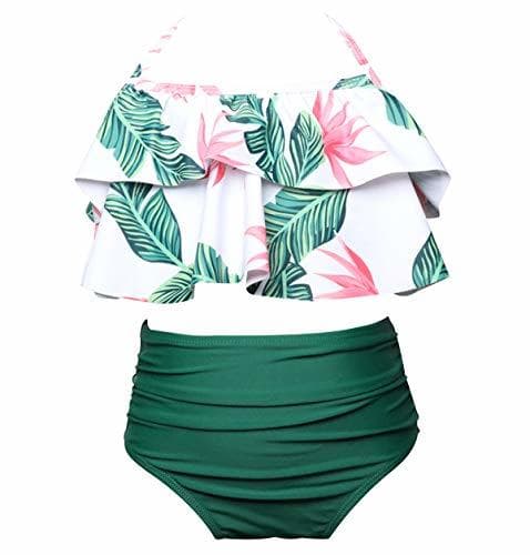 Moda Bikini Talle Alto Cuello Halter Conjunto Bikinis con Relleno Mujer Niña Bañador