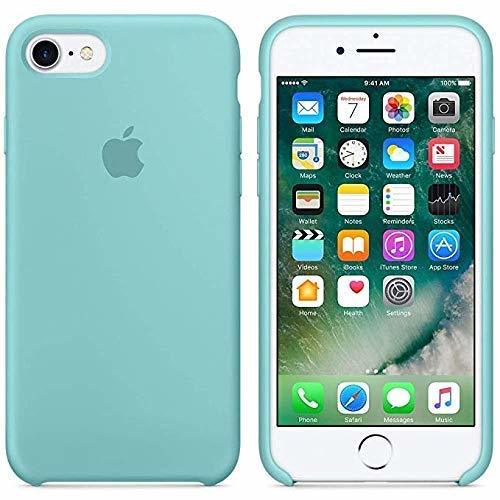 Electronic Desconocido Funda para iPhone, Silicona Azul Turquesa Verde Turquesa Logo Apple Carcasa