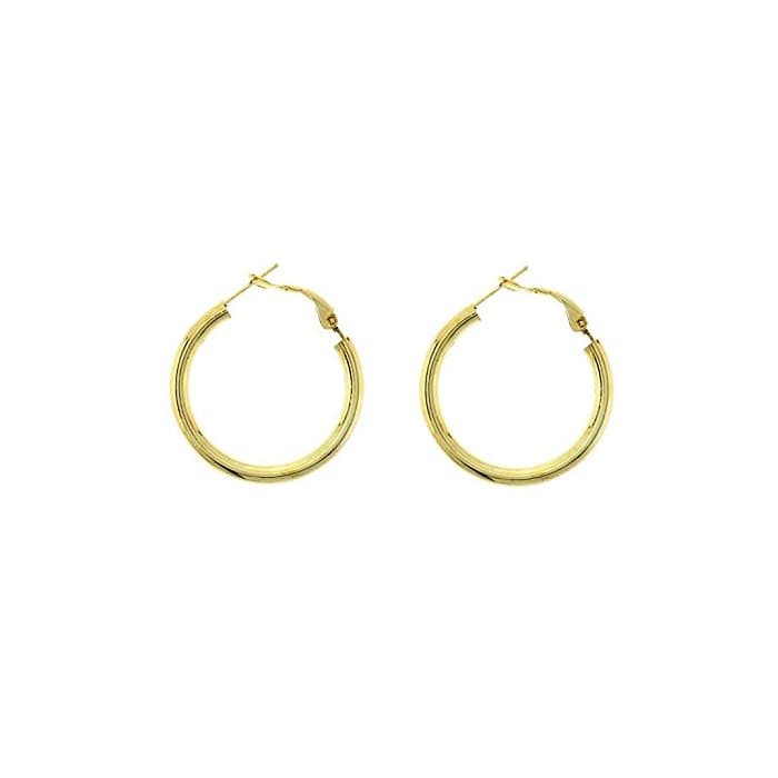 Fashion Pendientes simples de aro de color dorado para mujer