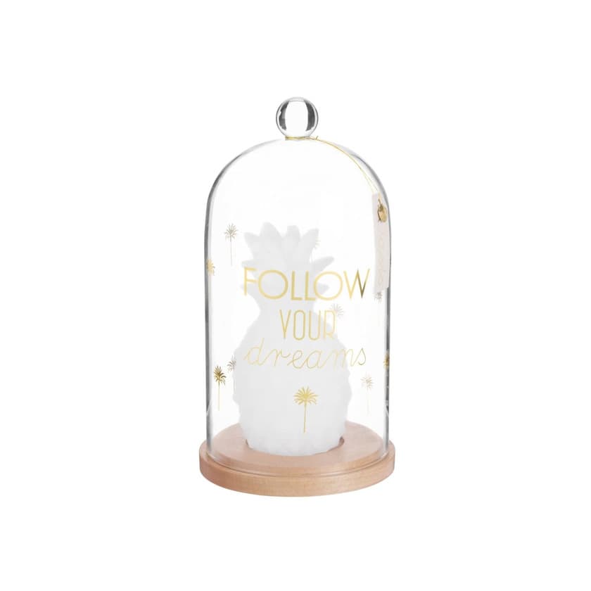 Producto Vela con forma de piña bajo campana de cristal