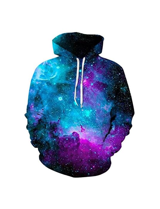 Moda Loveternal Galaxia Azul Design 3D Sudadera con Capucha Estampado Digital para Mujer