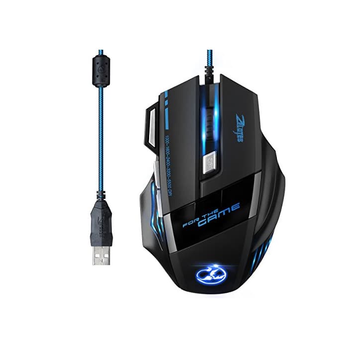 Electrónica [Versión Actualizada] TOPELEK Ratón Gaming con Cable Profesional USB 5500 DPI con