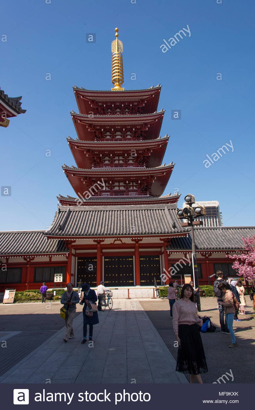 Place Sensoji Temple old five-story pagoda mark